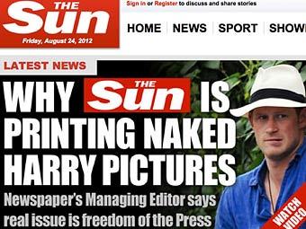 The Sun нарушила королевский запрет публикации снимков голого принца