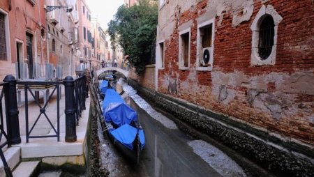 Фотофакт. В Венеции обычно наводнения, но теперь пересохшие каналы