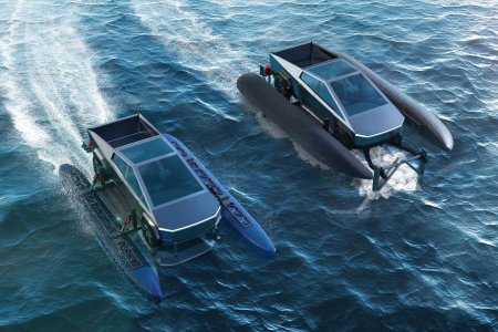 Запатентован тюнинг-кит, превращающий Tesla Cybertruck в катамаран
