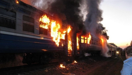 Под Житковичами загорелся дизель-поезд (Фото)